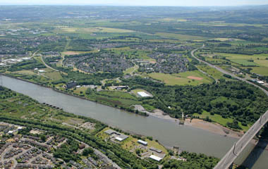 Aerial view of Boden Boo on the south bank
